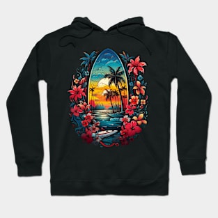 Tropical Surfboard Graffiti Art Style Hoodie